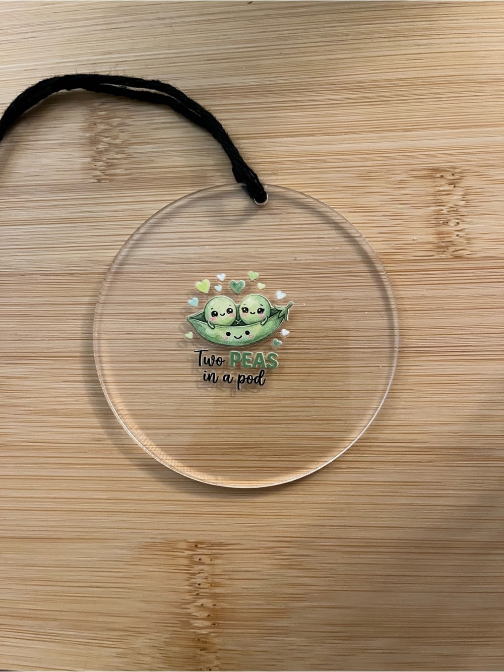 Two Peas in a Pod Clear Ornament - Green